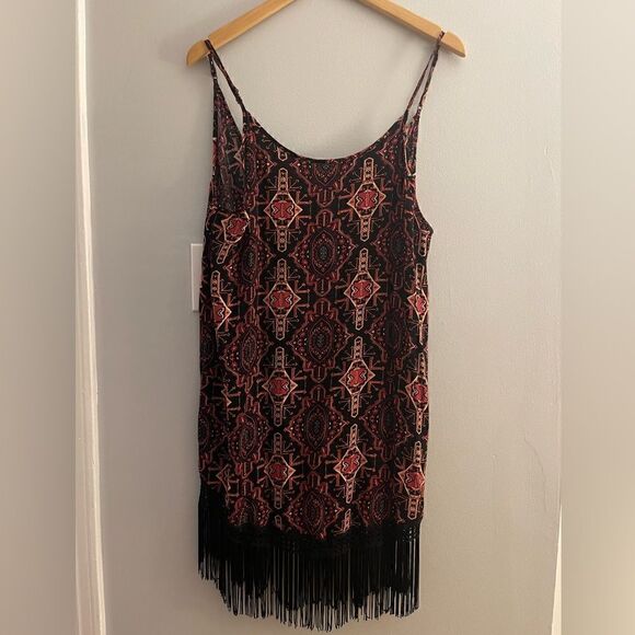NWT forever21 fringe dress - geometric pattern - adjustable straps - Picture 2 of 8